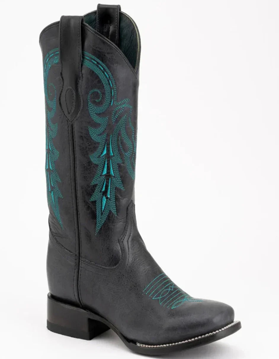Ferrini Men's Blaze Leather Square Toe Boots Handcrafted - Black Ferrini USA
