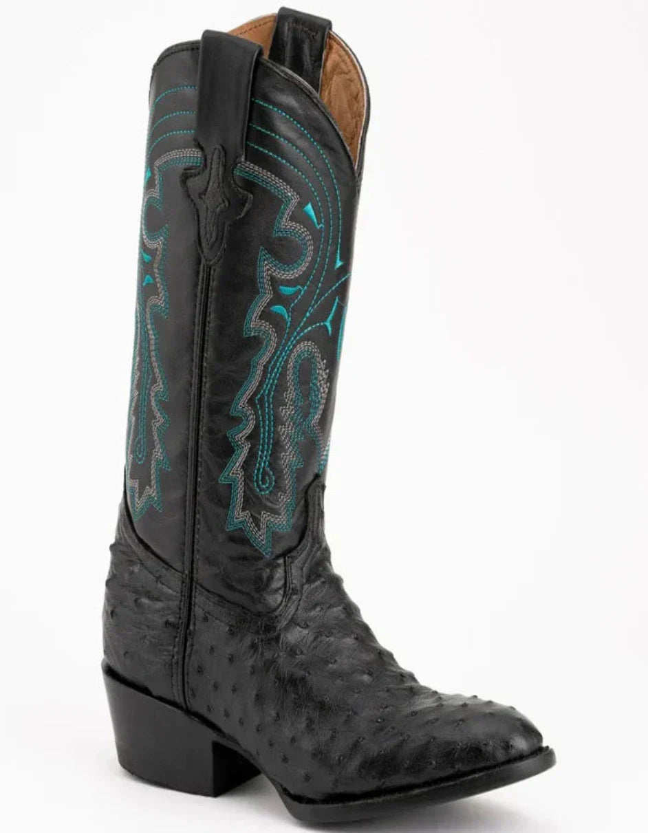 Ferrini Men's Colt Full Quill Ostrich Boots Handcrafted - Black by Ferrini USA
