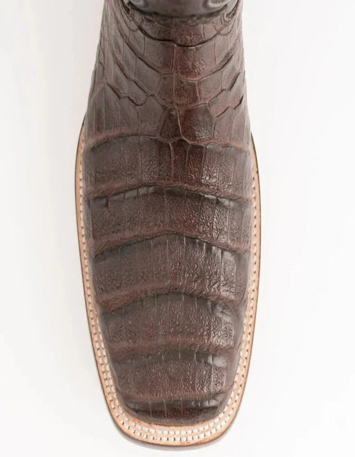 Ferrini Men's Dakota Belly Caiman Western Boots - Square Toe Handcrafted Chocolate Ferrini USA