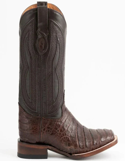 Ferrini Men's Dakota Belly Caiman Western Boots - Square Toe Handcrafted Chocolate Ferrini USA