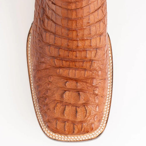 Ferinni Boot - Mens Dress Cowboy Boot - Ferrini Men's Dakota Hornback Caiman Boots - Square Toe Handcrafted Cognac in Cognac