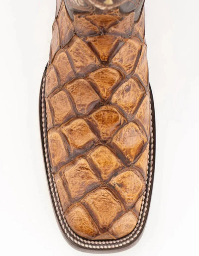 Ferrini Women's Bronco Square Toe Boots Pirarucu Fish Print - Cognac Ferrini USA