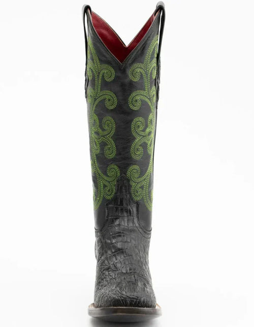 Ferrini Women's Stampede Square Toe Boots Crocodile Print - Black Boots Ferrini USA