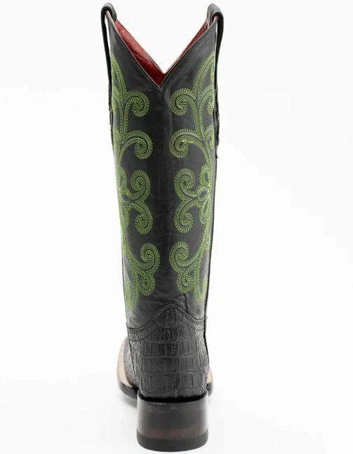 Ferrini Women's Stampede Square Toe Boots Crocodile Print - Black Boots Ferrini USA