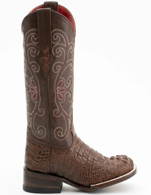 Ferrini Women's Stampede Square Toe Boots Crocodile Print - Rust Brown Ferrini USA