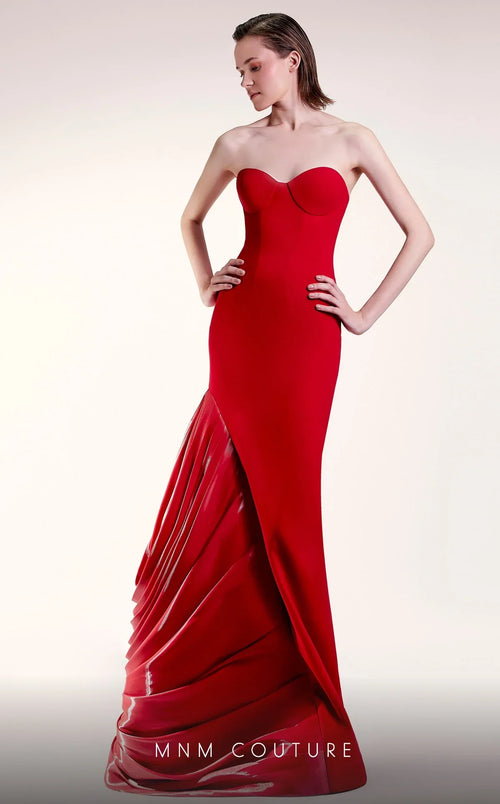 MNM Couture Gaby Charbachy G1407 Red Strapless Sweetheart Mermaid Gown