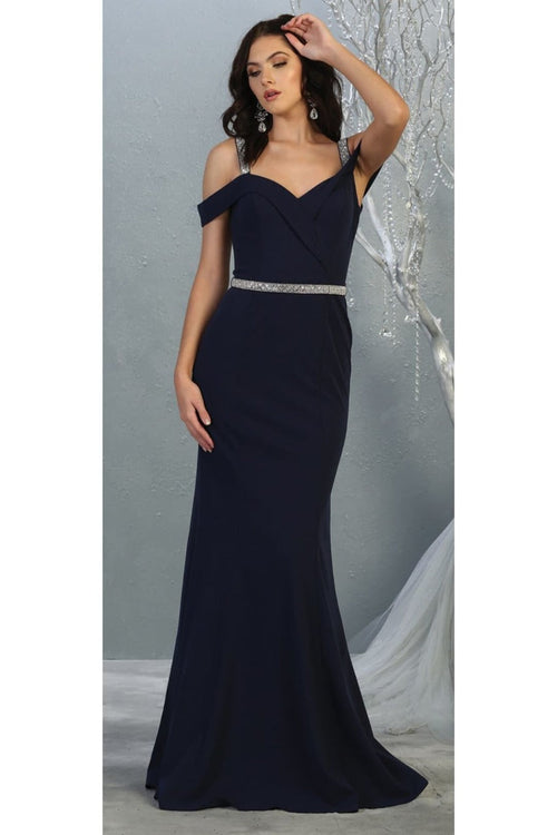 Cold Shoulder Bridesmaids Dress Fitted Formal Long Evening Gown