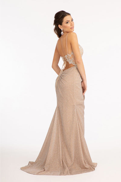 Fitted Long Glitter Slit Dress by Elizabeth KGL3030