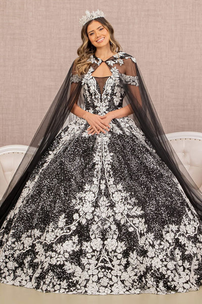 Floral Print Cloak Ball Gown by Elizabeth KGL3168