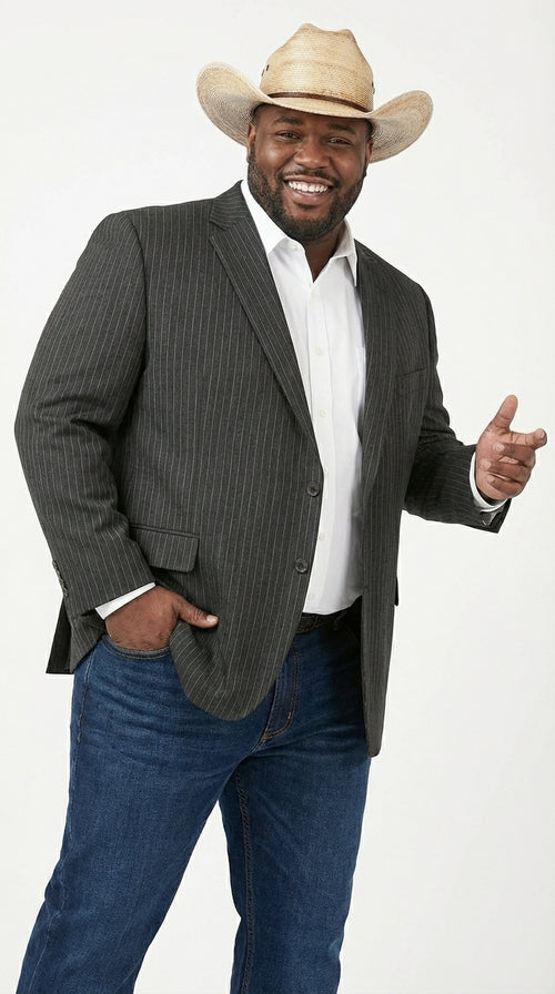 Mens Black Pinstripe Western Blazer β Classic Cowboy Style Jacket for Business, Formal and Smart Casual Wear