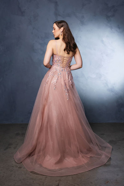 Formal Dress Plunging V-Neck A-Line Prom Gown By May Queen MQ2165