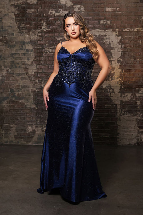 Formal Dress V-Neck Sequin Sleeveless Prom Gown By May Queen MQ2122