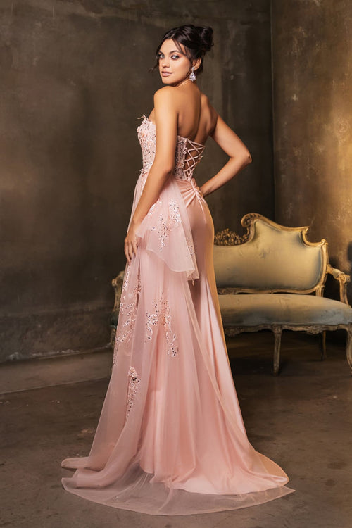 Prom Gown High Slit Sheath Strapless Dress By May Queen MQ2072