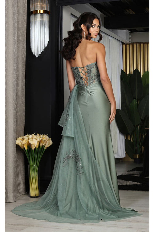 Prom Gown High Slit Sheath Strapless Dress By May Queen MQ2072