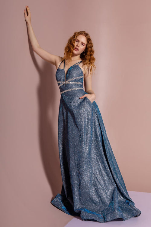 Glitter A-Line Gown With Pockets by Elizabeth KGL2506