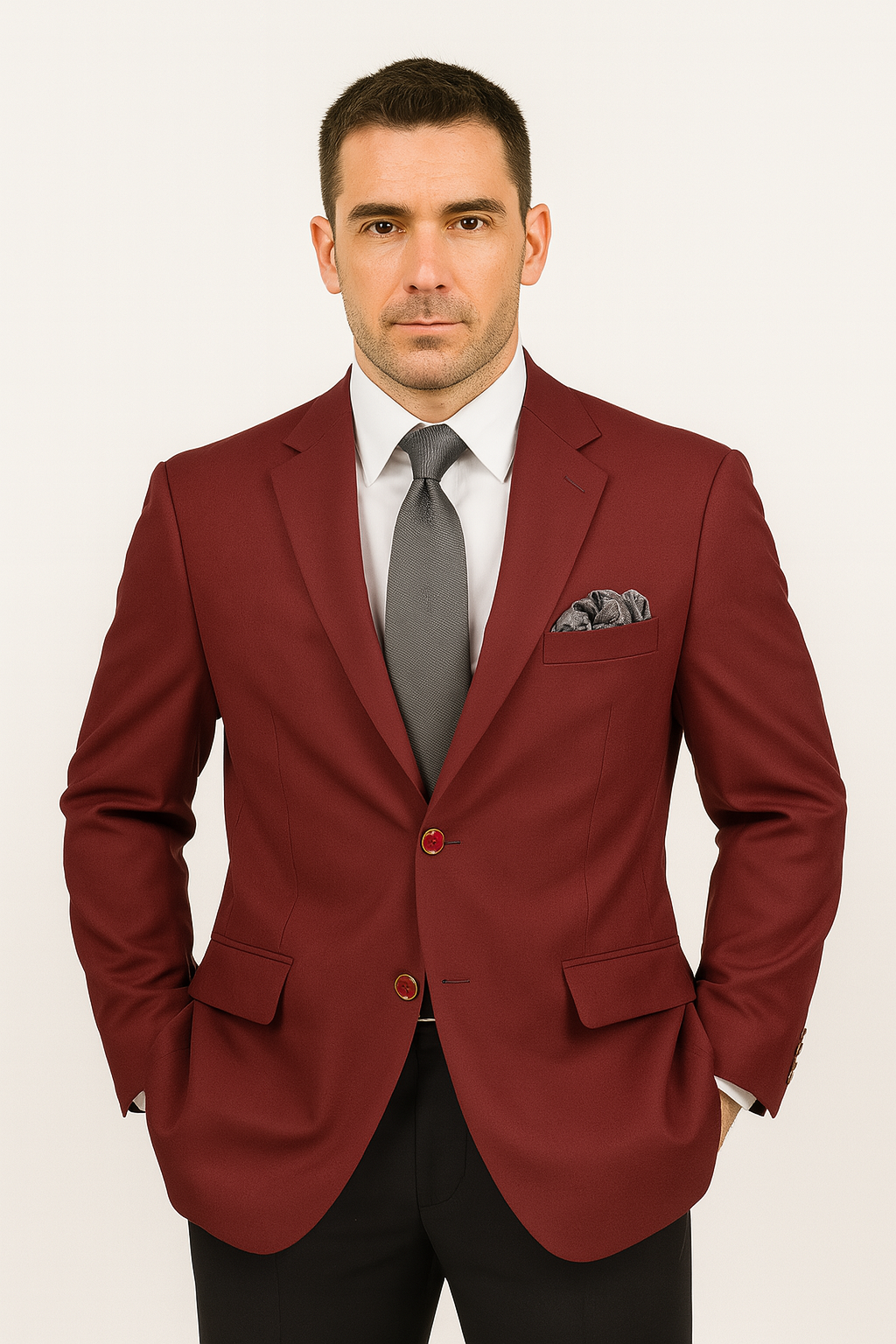 Burgundy Classic-Fit Poplin Club Blazer