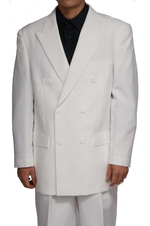 Mens Classic Poplin Double Breasted Suit in Ivory by Vinci