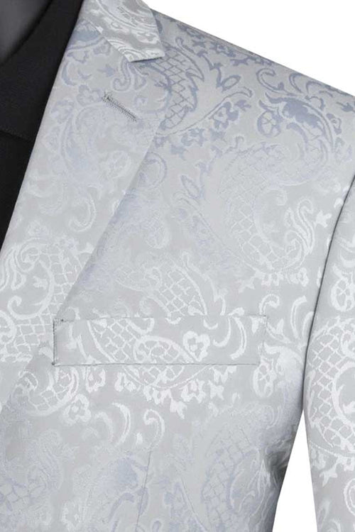 Men's Slim Fit Vested Paisley Wedding Tuxedo in Black by Vinci