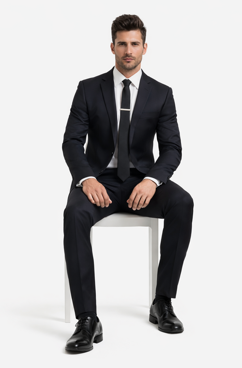 Galante Uomo Made in Italy Wool Black Suit by Usamensoutlet