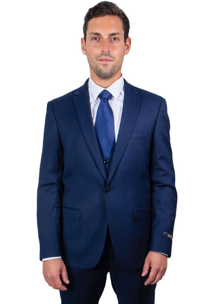 Men's Navy Blue Peak Lapel Suit & Vested Set