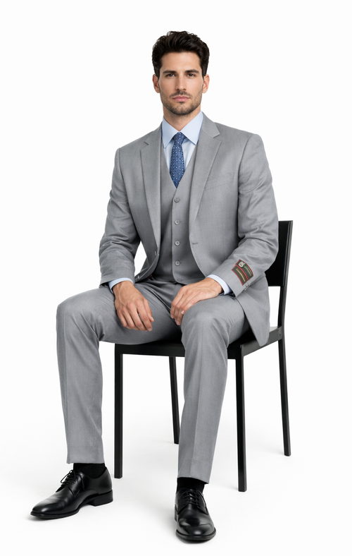 Giorgio Fiorelli Grey Two-Button Suit + Vest by Usamensoutlet