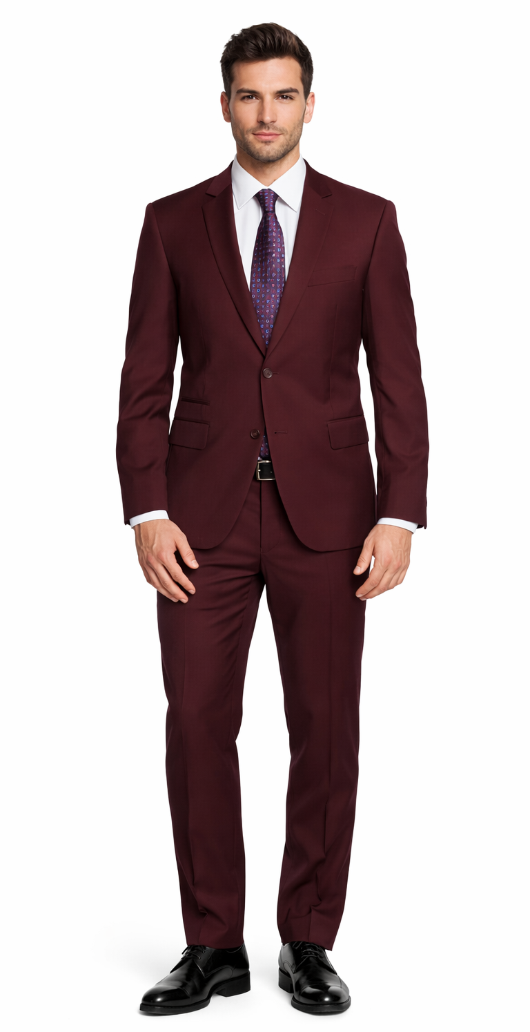 Giorgio Fiorelli Two-Button Suit in Burgundy, Camel, Beige – SuitUSA