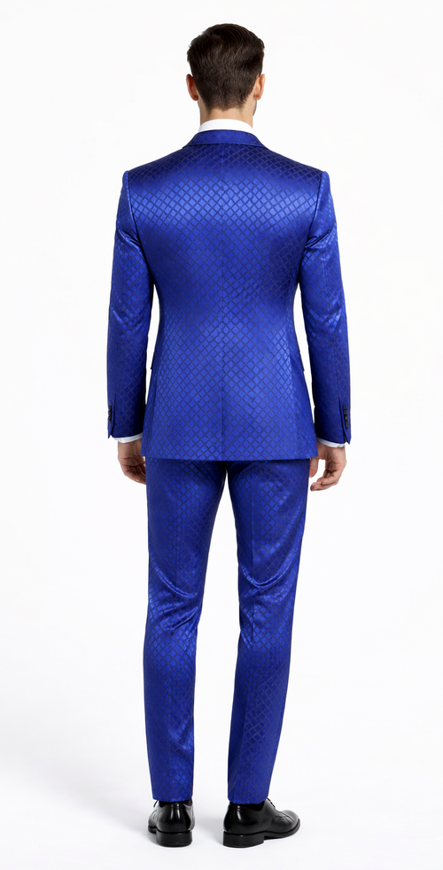 Giovanni Testi Navy Checkered Slim Fit Suit Tuxedo by Usamensoutlet