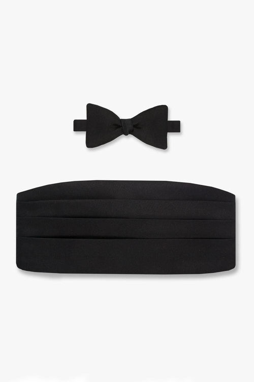 Black Silk Satin Bow Tie & Cummerbund Set by Gitman