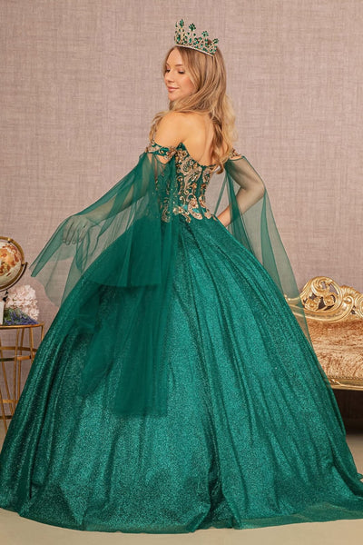 Glitter Cape Sleeve Gown by Elizabeth KGL3139
