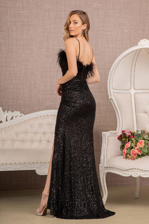 GLS by Gloria GL3113 Spaghetti Strap Sequin Evening Gown
