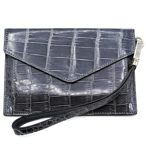 Zelli Gracen Genuine Nile Crocodile Envelope in Gray | A Zelli Italia Collaboration