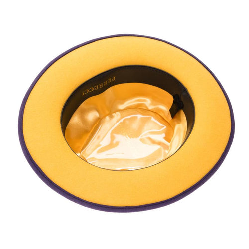 Purple & Gold Grayson Fedora 100% Australian Wool Crushable Hat by Ferrecci