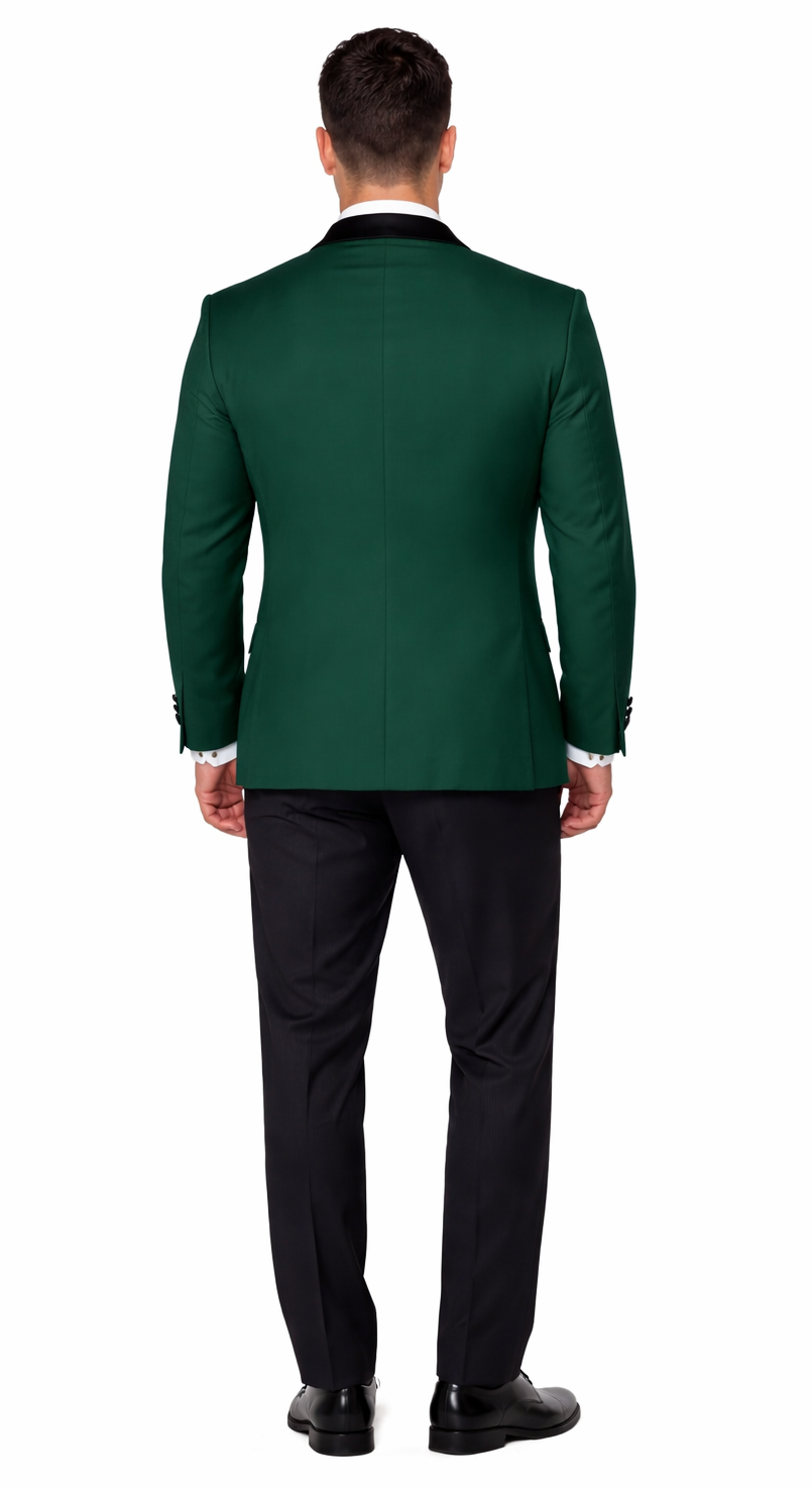Green Tuxedo Jacket with Black Satin Shawl Lapel – Slim Fit