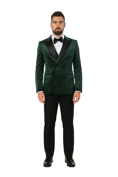 Green Velvet Double Breasted Tuxedo Jacket – Wedding & Prom