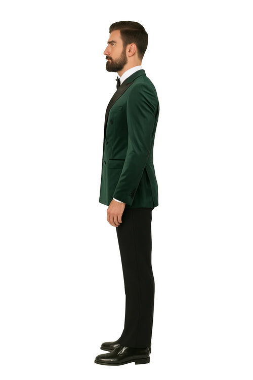 Green Velvet Double Breasted Tuxedo Jacket – Wedding & Prom