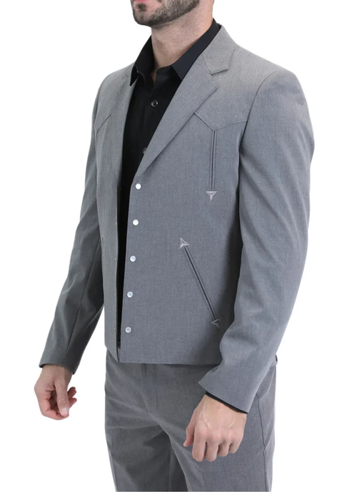 Men’s Grey Western Suit Set – Classic 2 Piece Formal Suit for Weddings, Business