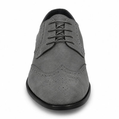 Polished Product Title: Bravo Men's Grey Vegan Suede Wingtip Dress Shoe for Weddings & Proms