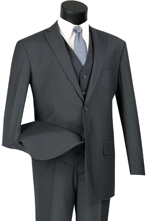 Mens 3 Button Vested Gangster Pinstripe 1920's Suit in Blue by Vinci