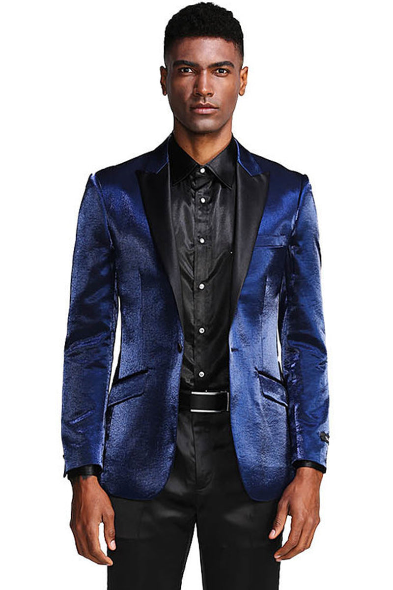 Men's Navy Satin Tuxedo Jacket for Prom & Weddings