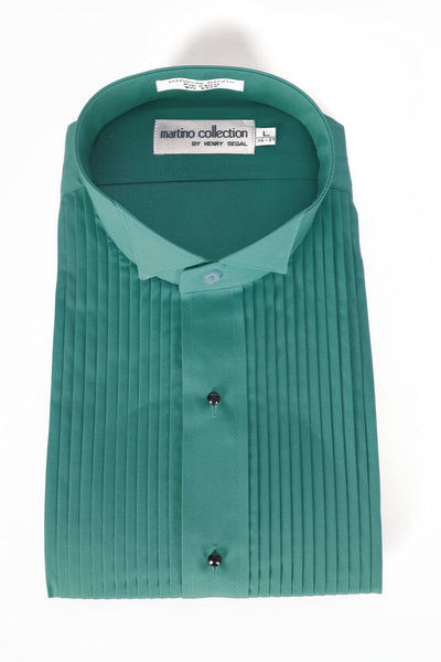 Gene Teal Pleated Wingtip Tuxedo Shirt