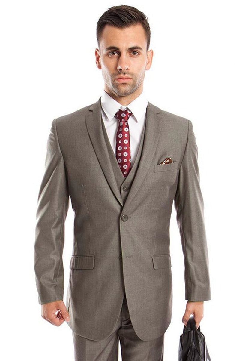 Men's Slim Grey Wedding Suit by Tazio Suits