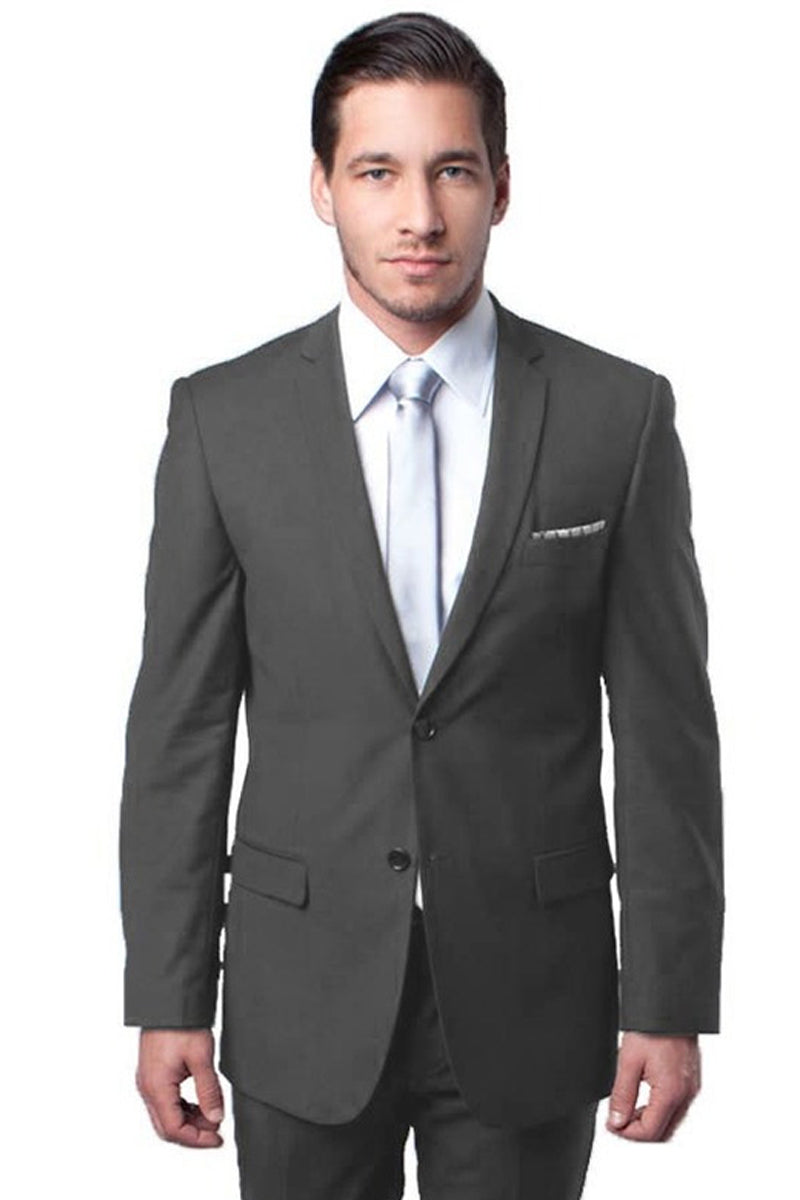 Men's Grey Slim Fit Wedding Suit by Tazio Suits