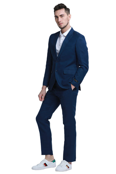 Men's Navy Linen Suit for Summer Weddings