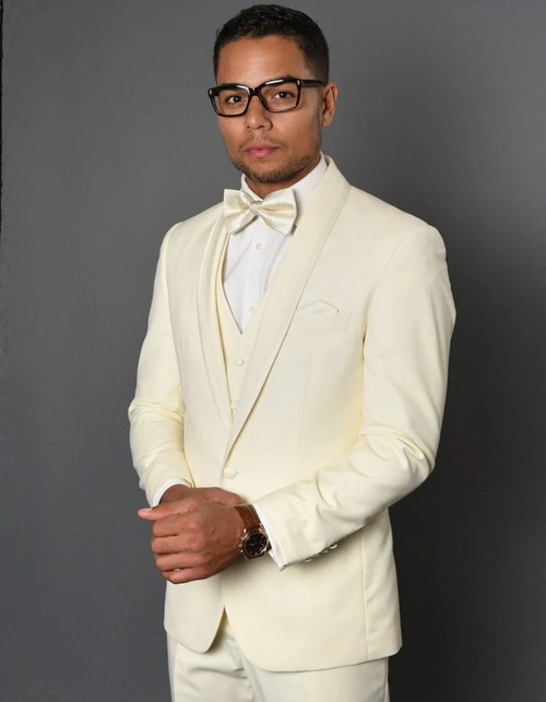 White Prom Suit - White Prom Tuxedo Suits - White Wedding Tuxedo in Wool