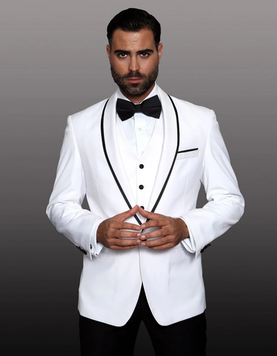 White Prom Suit - White Prom Tuxedo Suits - White Wedding Tuxedo Fit Jacket by PROMTUXEDO