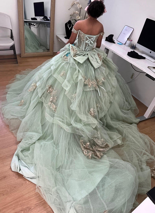 Quinceanera Dress Sweetheart Ruffles Sequin Prom Gown Germoso vestido - Vestidos de 15 aƱos LK272