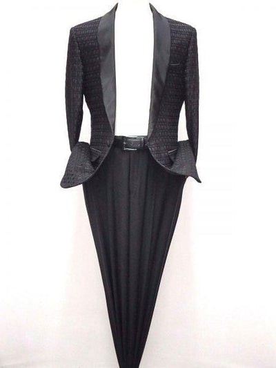 Men's Cheap Priced Black Fashion Shiny Woven Pattern Fully Lined Jackets by mensusa