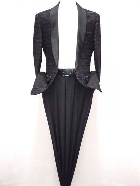 Men's Cheap Priced Black Fashion Shiny Woven Pattern Fully Lined Jackets by mensusa
