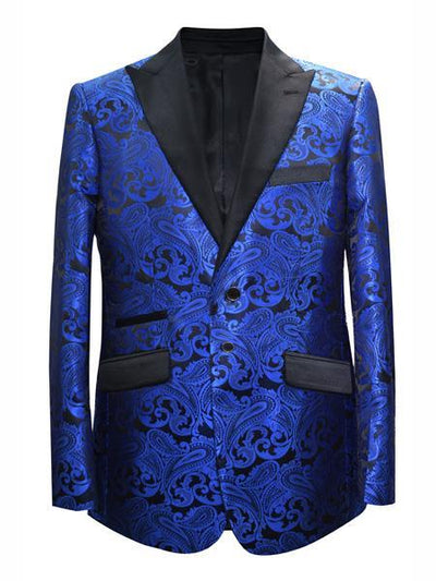 Men's Royal Blue Paisley Pattern Blazer by mensusa
