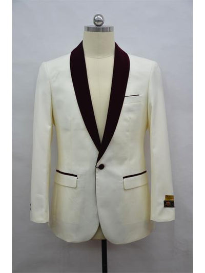 Mens Dinner Jacket Mens Blazer Ivory ~ Burgundy Tuxedo Dinner Jacket and Blazer Two Toned